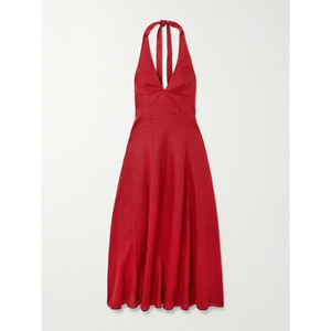 OEM vestito estivo Casual in cotone di lino per le donne <span class=keywords><strong>stile</strong></span> <span class=keywords><strong>gotico</strong></span> cinese per feste Sexy impero con volant cavi XS XL - Product Image 4