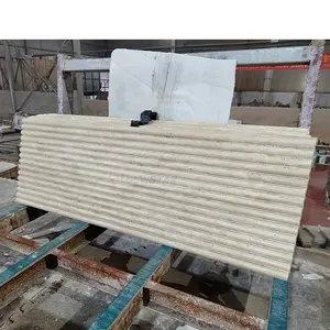 Modern New Design Wall Decoration Fluted Marble Tiles Beige Travertine Matte Interior Bathroom Paving Natural Marble for Wall