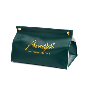 Freelife Leather Tissue Box Green Gold Logo Car Home Desk Storage Box Nordic Style - Product Image 5