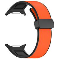 Tali Jam Tangan Silikon Berlapis Kulit dengan Gesper Magnetik untuk Galaxy Watch Ultra & Ultra 2 47mm, Tali Pengganti yang Dapat Disesuaikan