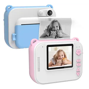 Caméra vidéo pour enfants à écran rabattable de 2.0 pouces 1080P HD Caméra instantanée pour enfants avec imprimante zéro encre utilisant des films en papier thermique