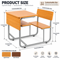 Ensemble de bureau et chaise scolaire individuels avec étagère de rangement et structure stable pour les écoles internationales
