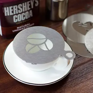 MOQ 1 piece stainless steel DIY Coffee Art Stencil Templates Cappuccino Foam Cake Decor Tools