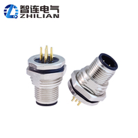 Connecteur ZLconnector ZLM12Z2 M12 pour capteur de signal, 4, 5 ou 8 broches, étanche IP67, mâle/femelle, laiton nickelé argenté, connecteur homologué 250V
