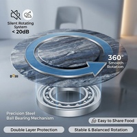 Blau Geäderte Palissandro Runde Marmor-Esstischplatte mit Drehfunktion und Lazy Susan Drehteller für Luxus-Villenmöbel