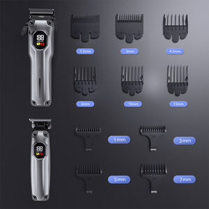 Tondeuse à cheveux professionnelle pour barbier, réglable de 0,5 à 3,8 mm, rechargeable, corps en métal, lame en acier inoxydable - Product Image 2