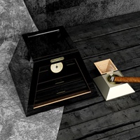 Pyramidenförmige Metall-Logo-Zigarren-Humidor-Box mit großem Fassungsvermögen und herausnehmbarem Aschenbecher