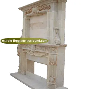 Cao đá cẩm thạch cổ lò surround tán lá chạm khắc sưởi bằng đá cẩm thạch surround