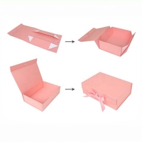 Boîte cadeau pliable réutilisable personnalisée et colorée rose avec couvercle pour vêtements, emballage de luxe avec ruban magnétique