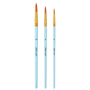 Manufacture 3 Pack Round Shape 6 8 10 Nylon Hair Artist Paint Brushes for Drawing Art Supply Artist Brush Set Painting Tools