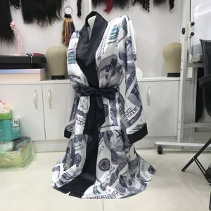 الجملة عالية الجودة الوردي رداء مخصص منامة مجموعة ساتان للسيدات لباس نوم من الحرير منامة مجموعة للنساء رداء - Product Image 3