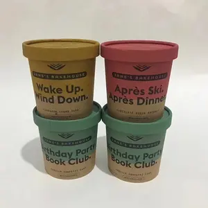Dégradable 3oz 5oz 16oz jetable crème glacée tasse en papier soupe yaourt emballage conteneur Gelato tasses avec couvercles en papier