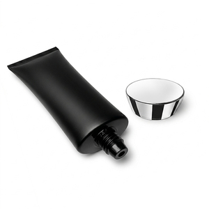 Luxury Black <b>Plastic</b> Cosmetic Squeeze <b>Tube</b> with Silver Electroplated Screw Cap - Product Image 3