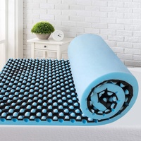 Cubrecolchón de Espuma Viscoelástica Moderna Azul con Efecto Ondulado, Tamaño Completo, Refrescante, con Diseño de Remolino, Tatami, Alivia la Presión del Dormitorio, Muebles para el Hogar