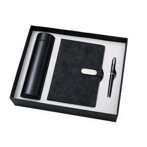 Wholesale White Pu Leather Fabric Pp Thread Sewing Bound Notebook Set Customizable Luxury A5 <b>Diary</b> Thermos Cup Gift Box Pen - Product Image 2