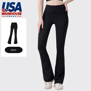 USA Oversea Warehouse High Waist Breathable Yoga Pants for Women Full Length Fitness Running Sports <b>Flare</b> <b>Leggings</b> - Product Image 1
