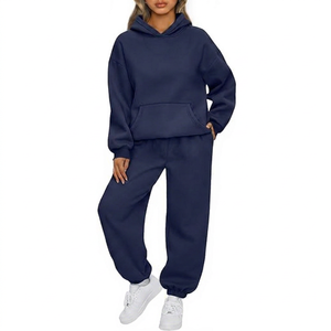 Conjunto Deportivo de Algodón Personalizado para Mujer, Sudadera Holgada y Pantalones Deportivos, Fabricante de Ropa Deportiva con Logotipo Personalizado OEM ODM - Product Image 1