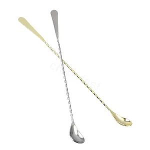 Best Various Colors Rose Gold Silver Long Handle Spiral Design Stainless Steel Bar Spoon Cocktail Stirrers Spoons Barspoon Gold