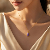 Nouvel Arrivage Collier Pendentif Goutte d'Eau en Acier Inoxydable Plaqué Or 18K Hypoallergénique Chaîne Élégante pour Clavicule Usage Quotidien
