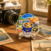 Aimants de réfrigérateur en résine 3D en gros, souvenirs de voyage français, motifs de monuments de Paris, Marseille, Provence pour les boutiques de cadeaux et l'affichage en magasin.