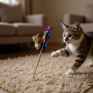 Giocattolo Interattivo per Gatti a Forma di Topo su Bastoncino per Movimento e Intrattenimento Felino - Product Image 1