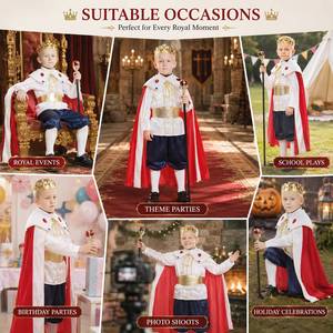 Costumes de fête d'Halloween et de Noël, déguisements pour enfants, garçons, prince médiéval, costume de roi, HCBC-022 - Product Image 2