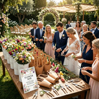 Kit de bar à fleurs : seaux, fournitures florales, panneaux en bois, seaux en fer, sacs cadeaux, ciseaux, rubans colorés pour mariages, célébrations et fêtes