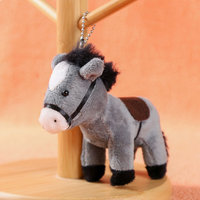 Porte-clés en peluche cheval à faible MOQ, accessoires pour animaux en peluche, fournitures pour fêtes à thème ferme, poupée en peluche de Noël