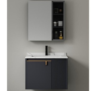 CR Grey <b>Bathroom</b> Vanity Set 80cm <b>Wall</b> Mounted Solid <b>Wood</b> <b>Cabinet</b> Ceramic Basin Mirror - Product Image 5