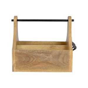 Double Tiers Wooden Beer <b>Crate</b> with Black Metal Handles Tabletop Bar Accessories for Beverage <b>Storage</b> Bottle Caddy Carrier - Product Image 2