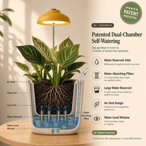 Set de Regalo Navideño: Jardín Interior Inteligente con Luz LED de Cultivo, Caja de Regalo de Lujo, Maceta con <span class=keywords><strong>Autorriego</strong></span> para Escritorio - Product Image 2