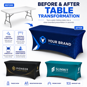 Nappe publicitaire personnalisée avec logo imprimé, imperméable, en spandex, impression numérique, housse de table extensible, couvre-table ajusté pour table à tréteaux - Product Image 3