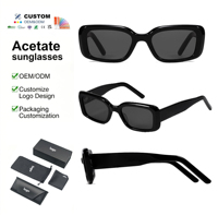 Lunettes de soleil carrées et rectangulaires noires tendance Hip Hop pour femmes et hommes, verres vintage personnalisables en acétate, Lentes De Sol Hombre