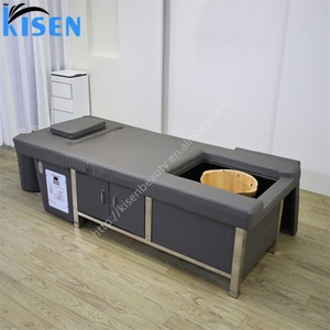Kisen Durable Shampoo Bed with Electric Adjustable Functions Foot Bath Head Spa Customized Salon Thai Massage Table with Cabinet - Product Image 6