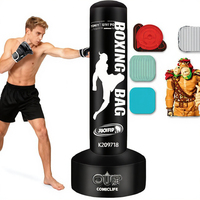 Sac de frappe autoportant en PVC pour adultes - Entraînement de boxe, kickboxing et MMA, 3,2 livres, comprend une pompe à air électrique et des accessoires de corde