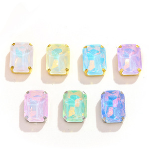 Rectangular Glass Rhinestone Studs With Gold Plated Edges For DIY Jewelry And Clothing Accessories - Product Image 4