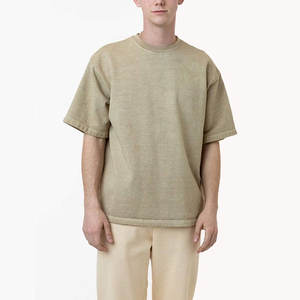 Camisetas de Moda Personalizadas con Cuello Redondo, de Gran Peso, Estilo Oversize y Corte Cuadrado, 100% Algodón, Lisas y sin Estampado - Product Image 2