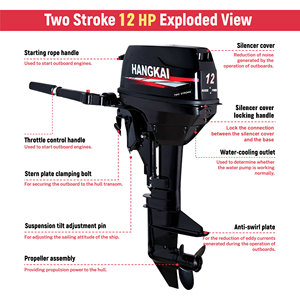 New 12h P 2-Stroke động cơ phía ngoài làm mát bằng nước cho thuyền buồm du thuyền <span class=keywords><strong>v</strong></span>à Thuyền bơm hơi - Product Image 2