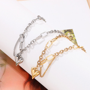 Nouvelle Mode Bijoux <span class=keywords><strong>Grossiste</strong></span> <span class=keywords><strong>Acier</strong></span> <span class=keywords><strong>Inoxydable</strong></span> Or 18K <span class=keywords><strong>Bracelet</strong></span> Pendentif Coeur Pour Femmes - Product Image 5