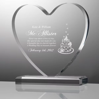 Vente chaude Trophée en cristal K9 avec logo personnalisé Forme de cœur classique Plaque en verre vierge Récompenses Artisanat personnalisé