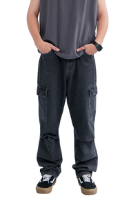 Pantalones vaqueros de mezclilla negros de alta calidad Spandex/pantalones de pierna ancha de algodón para hombres - Product Image 4