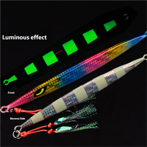 Leurre de jigging en plaque de fer à dissolution rapide, effet laser, lumière nocturne pour la pêche en eau salée, 150g/300g, pêche en mer profonde, thon royal - Product Image 1