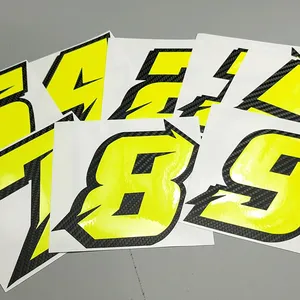 Pegatina Reflectante de Vinilo para Motocicleta, Número de Carrera Fluorescente de Neón de 100 mm, Resistente al Agua y a los Rayos UV, Diseño JDM - Product Image 3