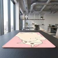 MAIRUIGE Alas Mouse Gaming PC Karet Anti Selip Bergaya Keren dengan Pola Kucing Lucu Latar Belakang Pink 400x900mm 3mm Tersedia di Stok