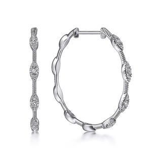 Orecchini E4099 in Oro Bianco con Diamanti Taglio Brillante Rotondo Colore G Naturali Classici da Donna per Uso Quotidiano - Product Image 3