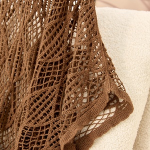 Damen Bohemian Diamond Crochet Hollow-out Knit Beach Cover Up, Sommer-Strandbluse mit Fledermausärmeln und lockerer Spitze - Product Image 6