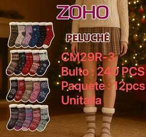 Zoho Chaussettes de Noël en fourrure pour femmes, longueur cheville, épaisses, chaudes, tricotées, pour usage quotidien en hiver, 100% acrylique CM29R-3 - Product Image 3