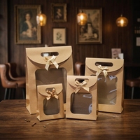 Sac de shopping de luxe écologique en papier kraft avec fenêtre, poignée en ruban, pour boutique, personnalisable avec logo, idéal pour emballage cadeau