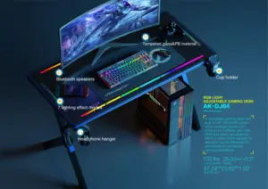 Bürotisch mit intelligenter RGB-Leuchte für das Büro verstellbarer Lifting-Tisch elektrischer Bürotisch für Spiele moderner Schreibtisch