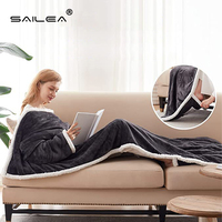 Couverture chauffante électrique portable SAILEA à chauffage rapide 100W, pour l'hiver, utilisation domestique, en fibre de polyester et flanelle, couleur unie